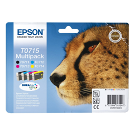 Pack de 4 cartouches d'encre originales - EPSON T0715 - noir + 1 cyan + 1 magenta + 1 jaune - (C13T07154012)
