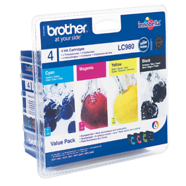 Pack de 4 cartouches d'encre originales - BROTHER LC980 - 1 noir + 1 cyan + 1 magenta + 1 jaune - (LC980VALBP)