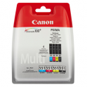 Pack de 4 cartouches d'encre originales - CANON CLI521BK + CLI521C + CLI521M + CLI521Y - 1 noir + 1 cyan + 1 magenta + 1 jaune - (2933B010)