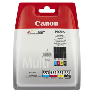 Pack de 4 cartouches d'encre originales - CANON 551BK + 551C + 551M + 551Y - 1 noir + 1 cyan + 1 magenta + 1 jaune - (6509b009)