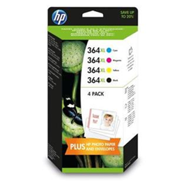Pack de 4 cartouches d'encre originales - HP 364XL - noir + cyan + magenta + jaune - (N9J74AE) - grande capacité