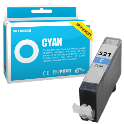 Cartouche d'encre compatible - CANON 521 C/CLI521C - cyan - (2934B001)