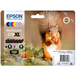 Pack 6 cartouches d'encre originales - EPSON 378XL - 1 noir + 1 cyan + 1 magenta + 1 jaune + 1 cyan clair + 1 magenta clair - (C13T37984010)