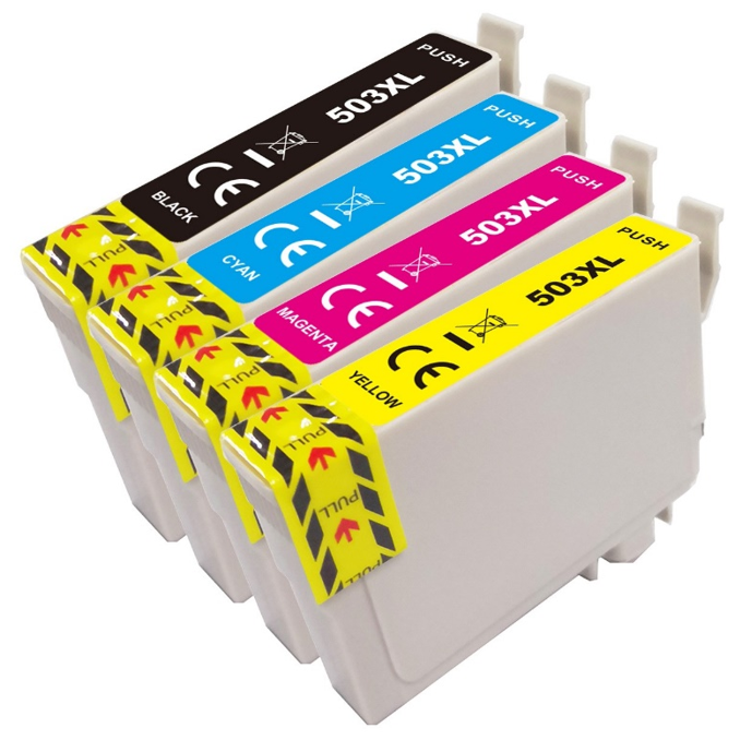 Pack 4 cartouches d'encre compatibles - EPSON 503XL - 1 noir + 1 cyan + 1 magenta + 1 jaune - (C13T09R64010) - grande capacité