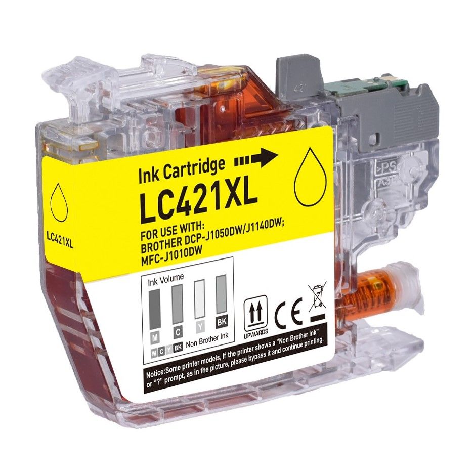 Cartouche d'encre compatible - BROTHER LC421XLY - jaune - (LC-421XL-Y) - grande capacité