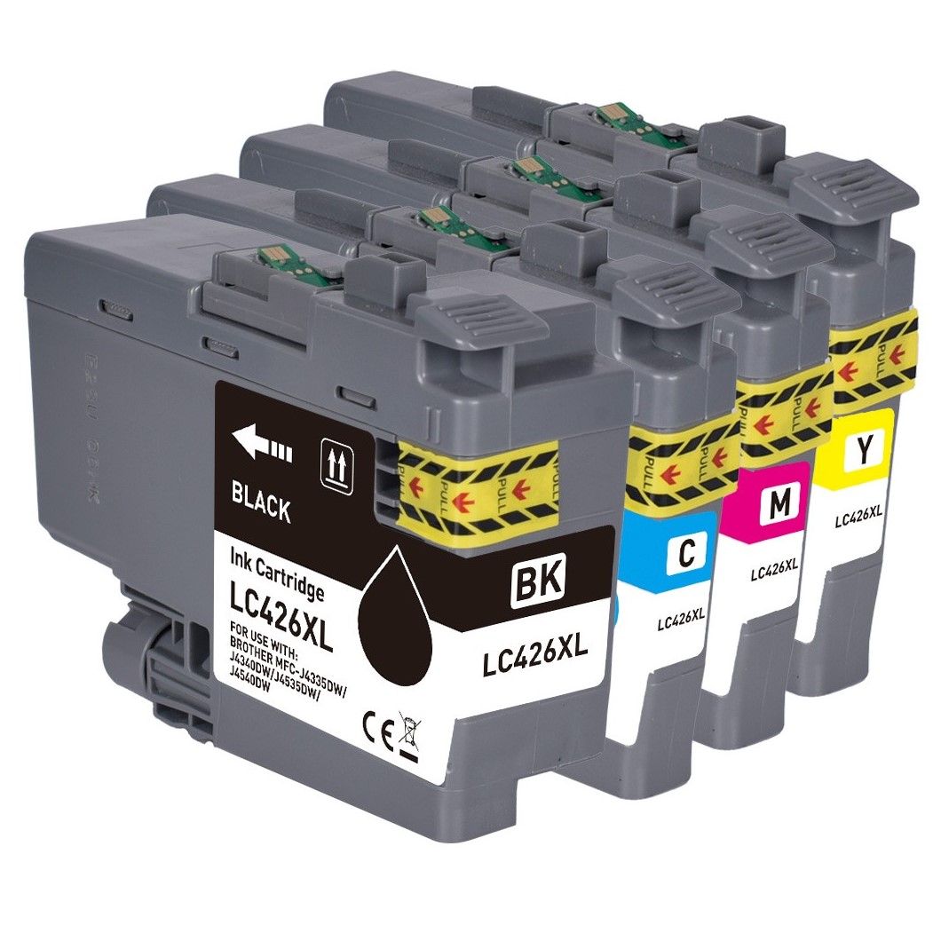 Pack de 4 cartouches d'encre compatibles - BROTHER LC426XLVAL - 1 noir + 1 cyan + 1 magenta + 1 jaune - (LC-426XL-VAL) - grande capacité