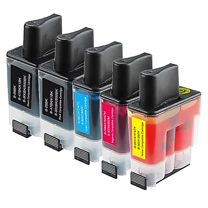 Pack de 5 cartouches d'encre compatibles - BROTHER LC900/LC41/LC47 - 2 noir + 1 cyan + 1 magenta + 1 jaune - (LC900VALBP)