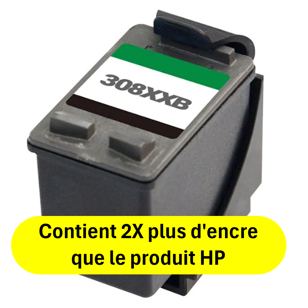 Cartouche d'encre compatible - HP 308XXL - noir - (7FP22UE- 308E) - grande capacité (2 FOIS + D'ENCRE)