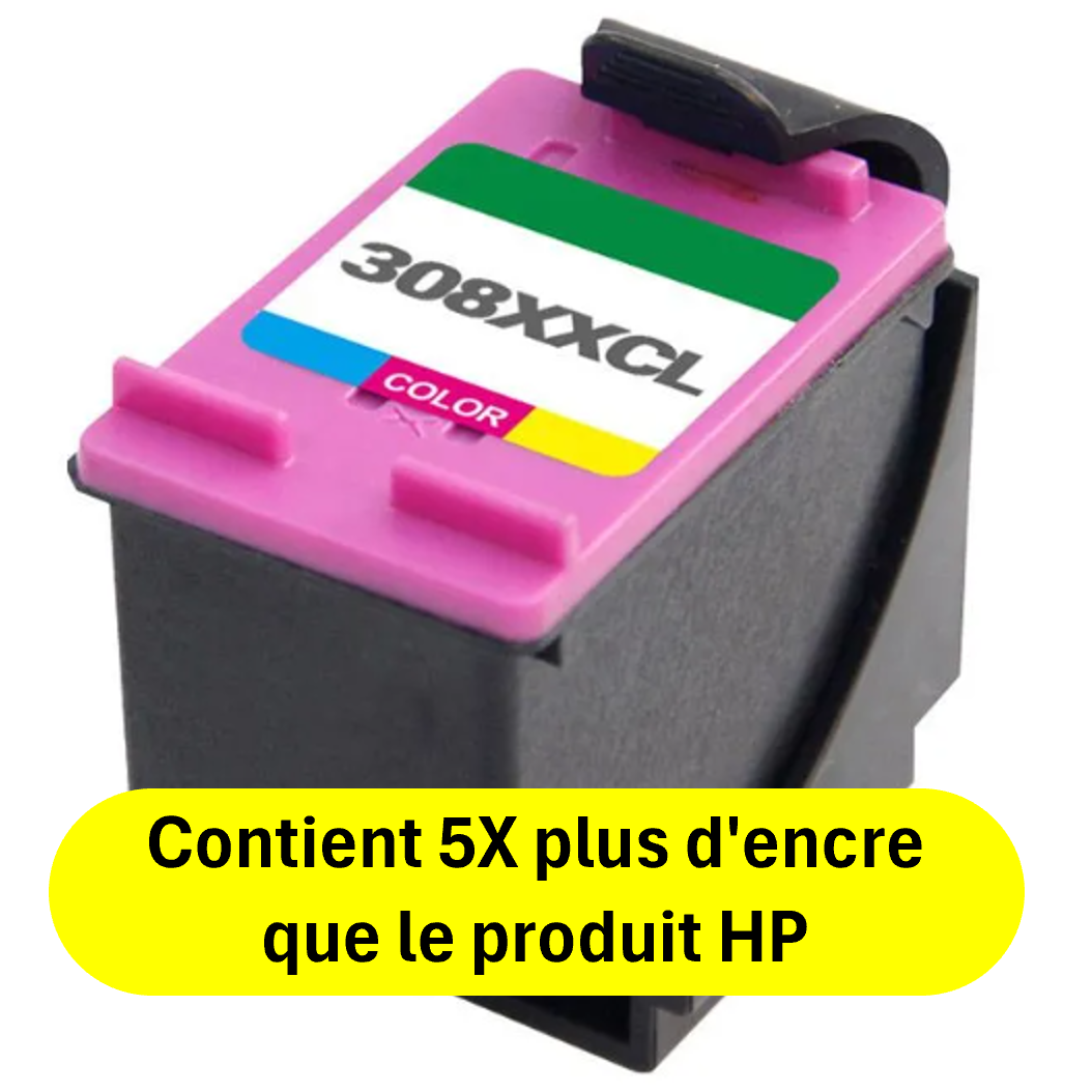 Cartouche d'encre compatible - HP 308XXL - couleur - (7FP20UE-308) - grande capacité (5 FOIS + D'ENCRE)