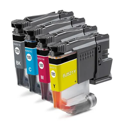 Pack de 4 cartouches d'encre compatibles - BROTHER LC521VAL - 1 noir + 1 cyan + 1 magenta + 1 jaune - (LC-521-VAL)